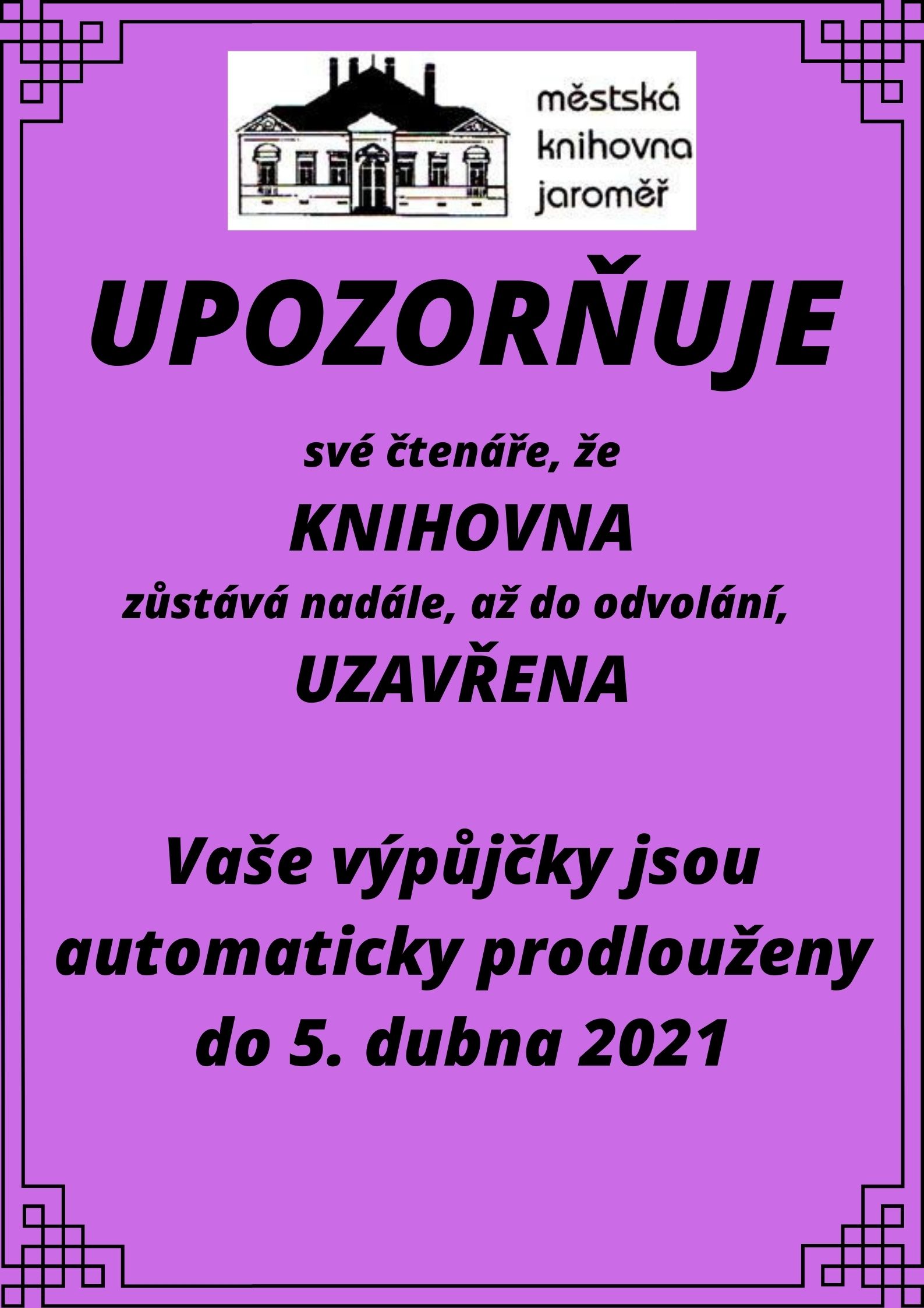 UZAVŘENÍ KNIHOVNY